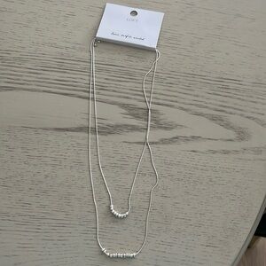 NWT LOFT silver double strand necklace